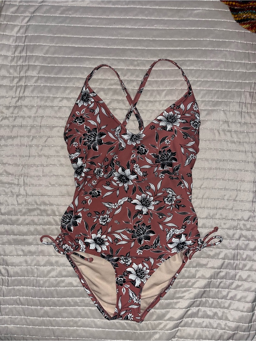 Women’s Floral One-Piece Swimsuit in Dusty Rose. Kona Sol brand